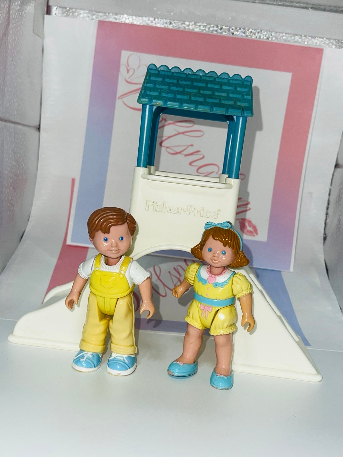 Loving family dream dollhouse twins brother sister & slide set WOW
