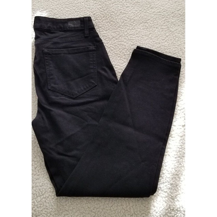 Paige Verdugo Crop Mid-Rise Over-dyed Black Stretch Jeans Womens Size 27
