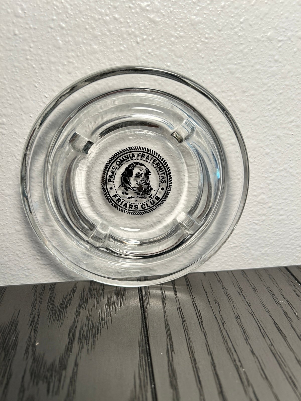 Rare Vintage Friars Club NYC Glass Ashtray 5” Diameter