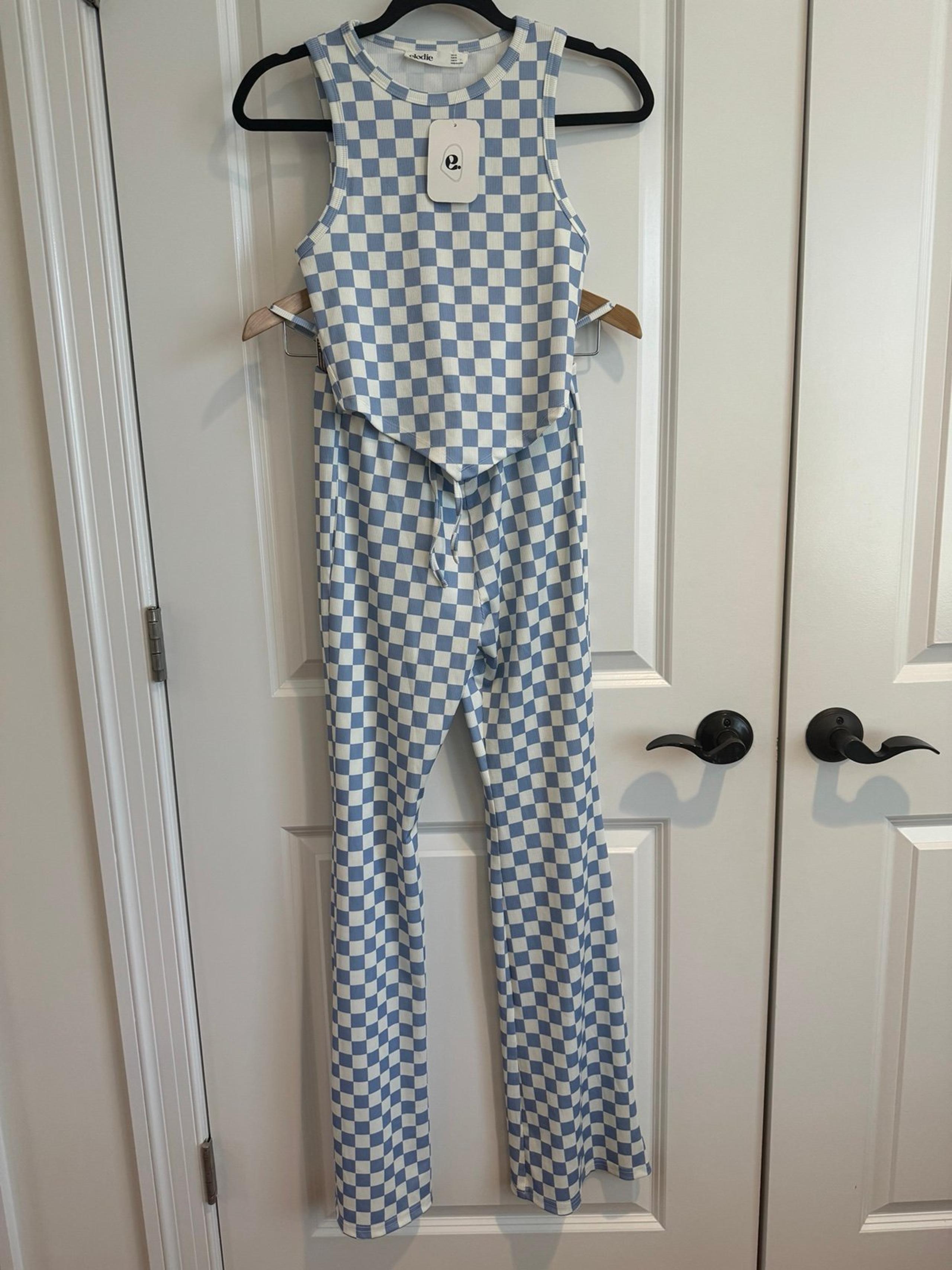 High Waist Retro Checker 70s Flare pants and Top (Matching set)
