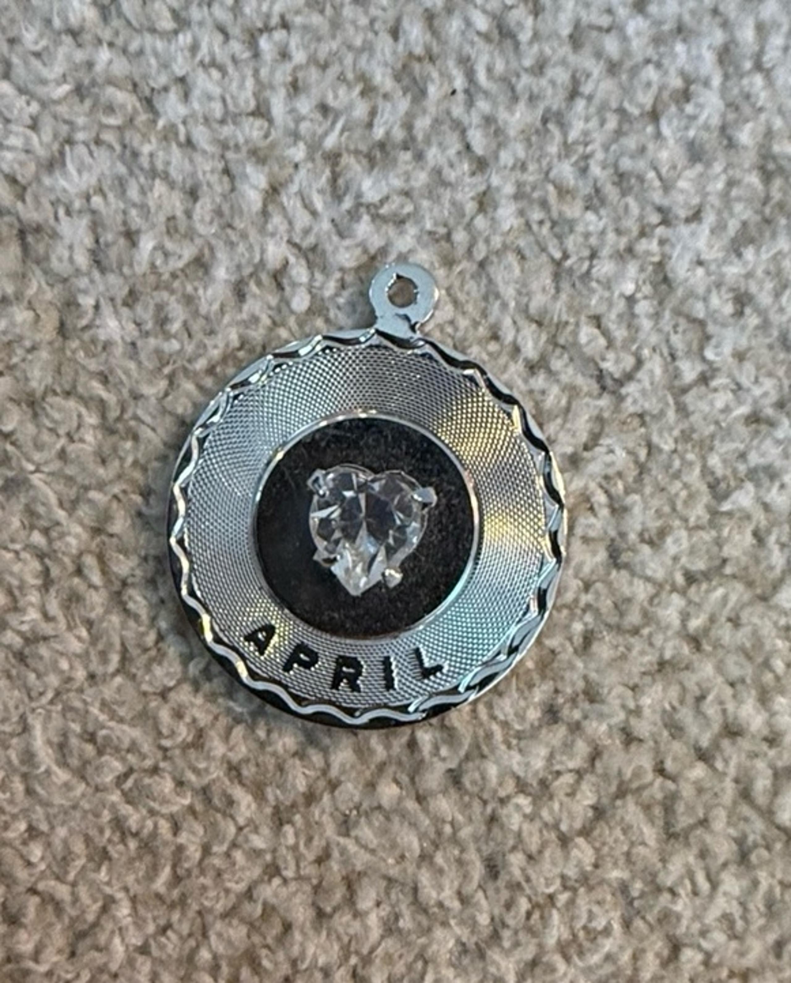 Sterling silver diamond April birthstone gemstone pendant