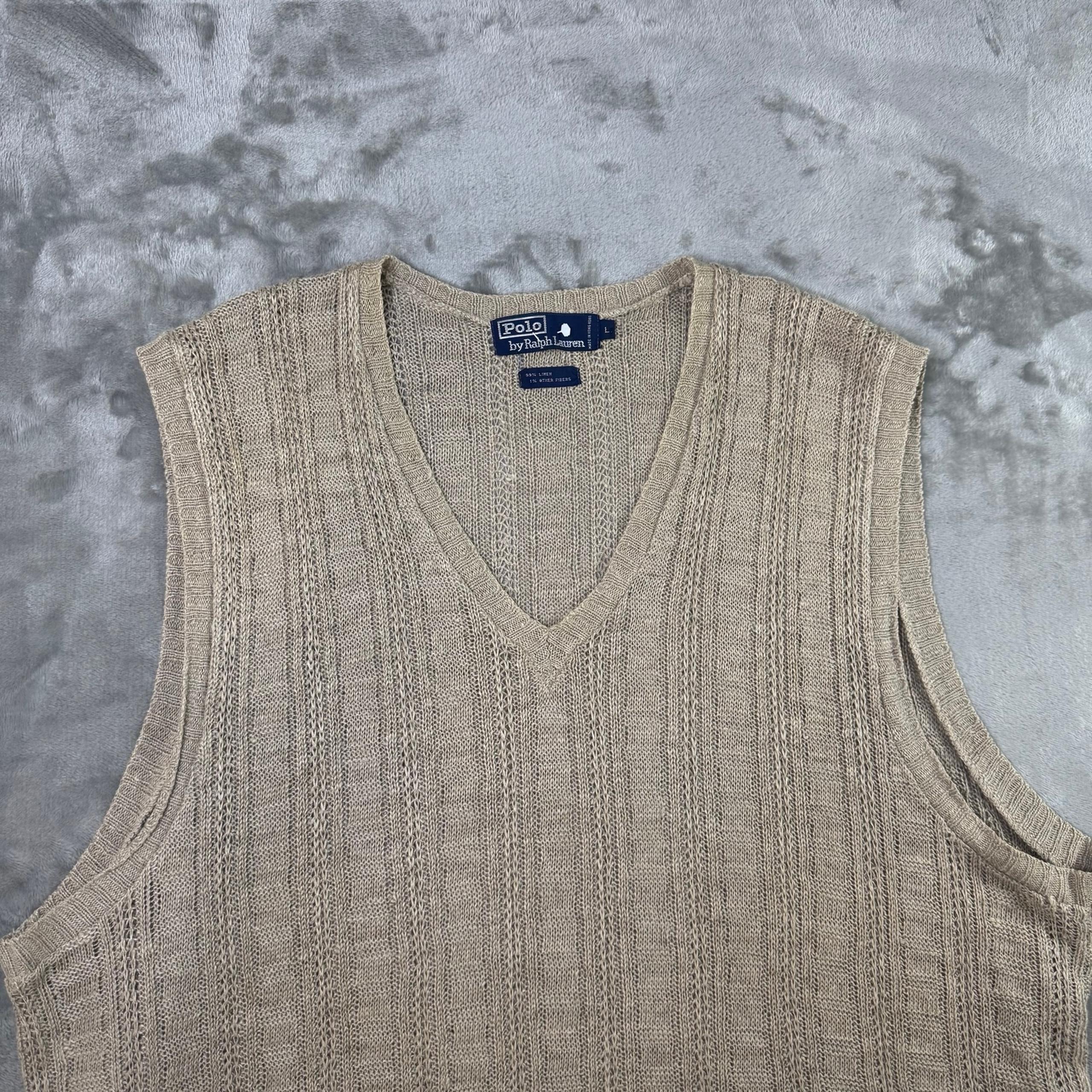 Polo Ralph Lauren Sweater Vest Mens Large Linen Tan