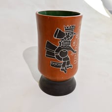 Terracotta Pottery Vase Maya Glyph Vintage Signed Pottery,Vintage Mexican Vase