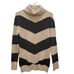 NEW SOFT Tahari Black Cream Turtleneck Chevron Sweater Sz Small Comfy Cozy