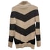 NEW SOFT Tahari Black Cream Turtleneck Chevron Sweater Sz Small Comfy Cozy