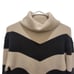 NEW SOFT Tahari Black Cream Turtleneck Chevron Sweater Sz Small Comfy Cozy