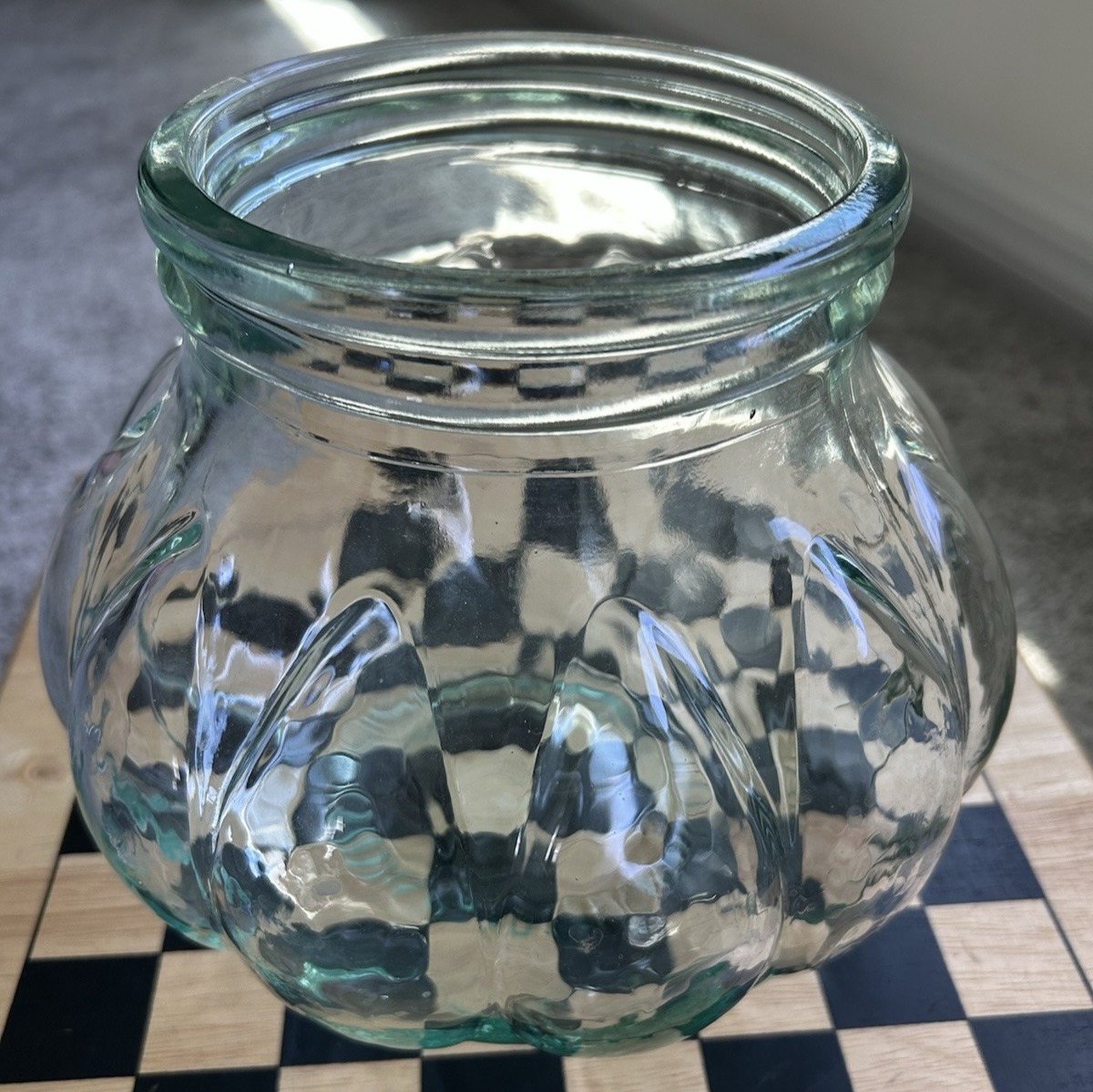 Vintage ITALY Green Glass Jar 9” Pumpkin Apothecary