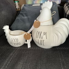 Rae Dunn Farm Collection -Rooster Canister & Matching Mug “Farm Life” New!