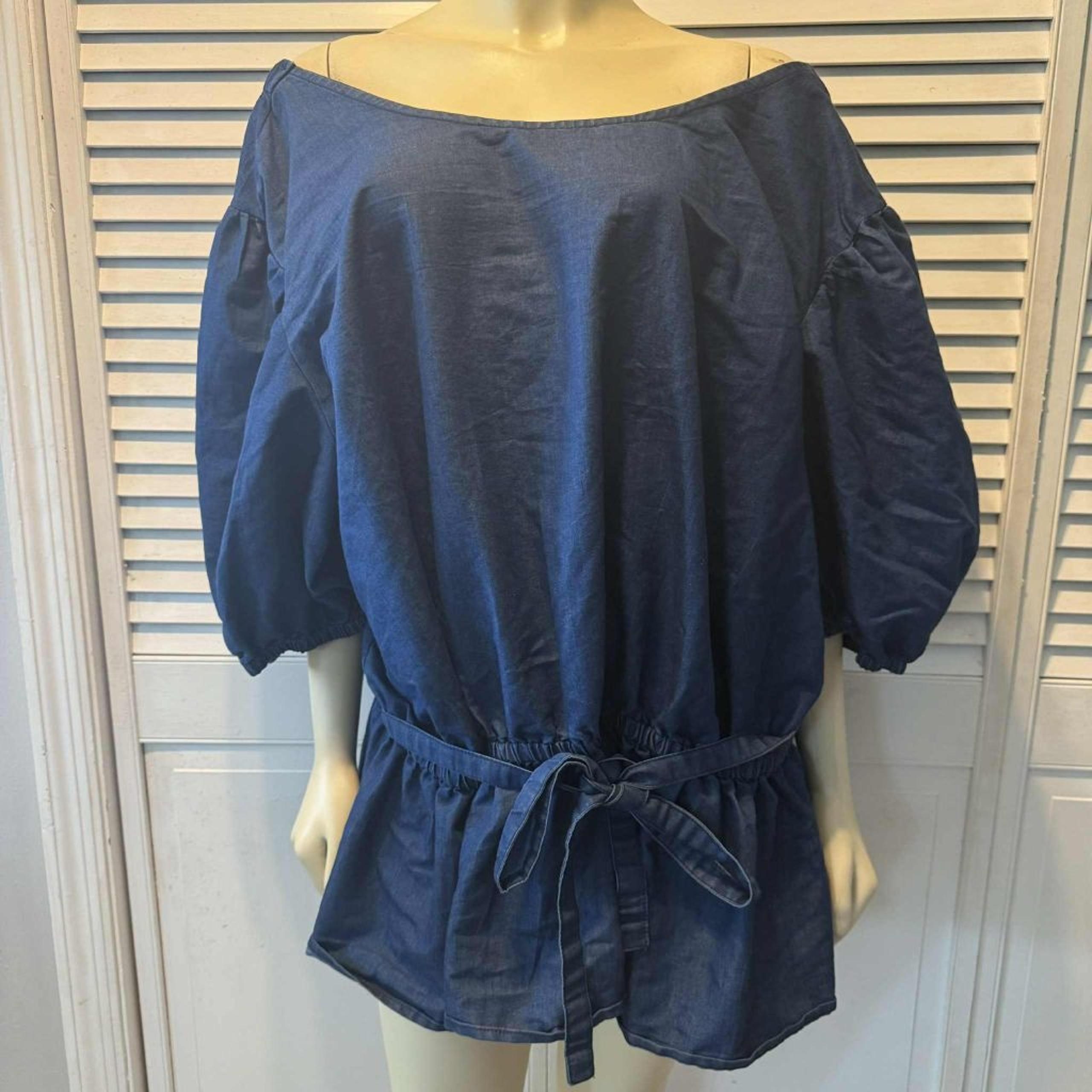 Women's Ashley Stewart Blouse Size 30/32 Blue Top