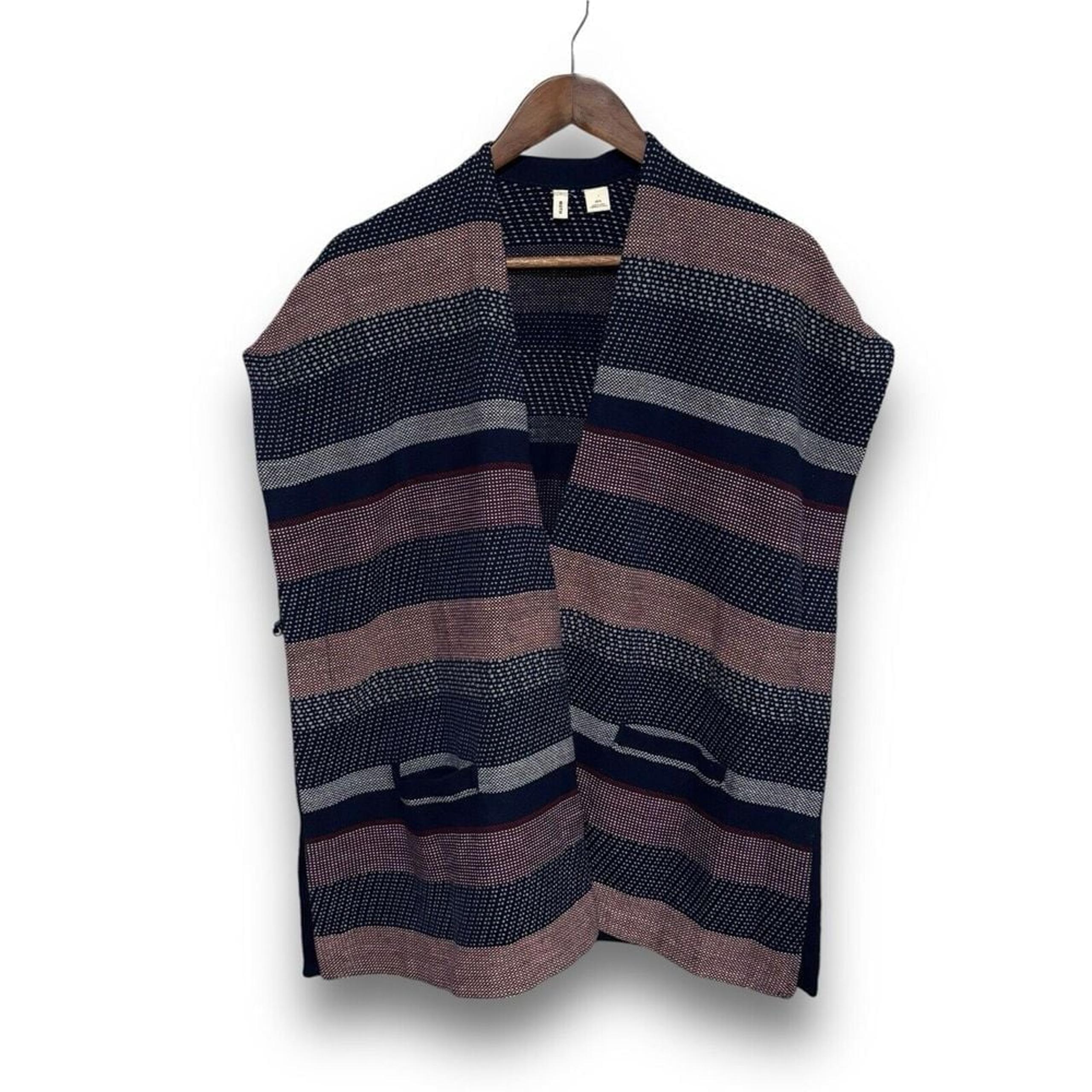 Anthropologie Moth Women's Striped Oversized Poncho Wool Sweater Size XS 23 x 28
