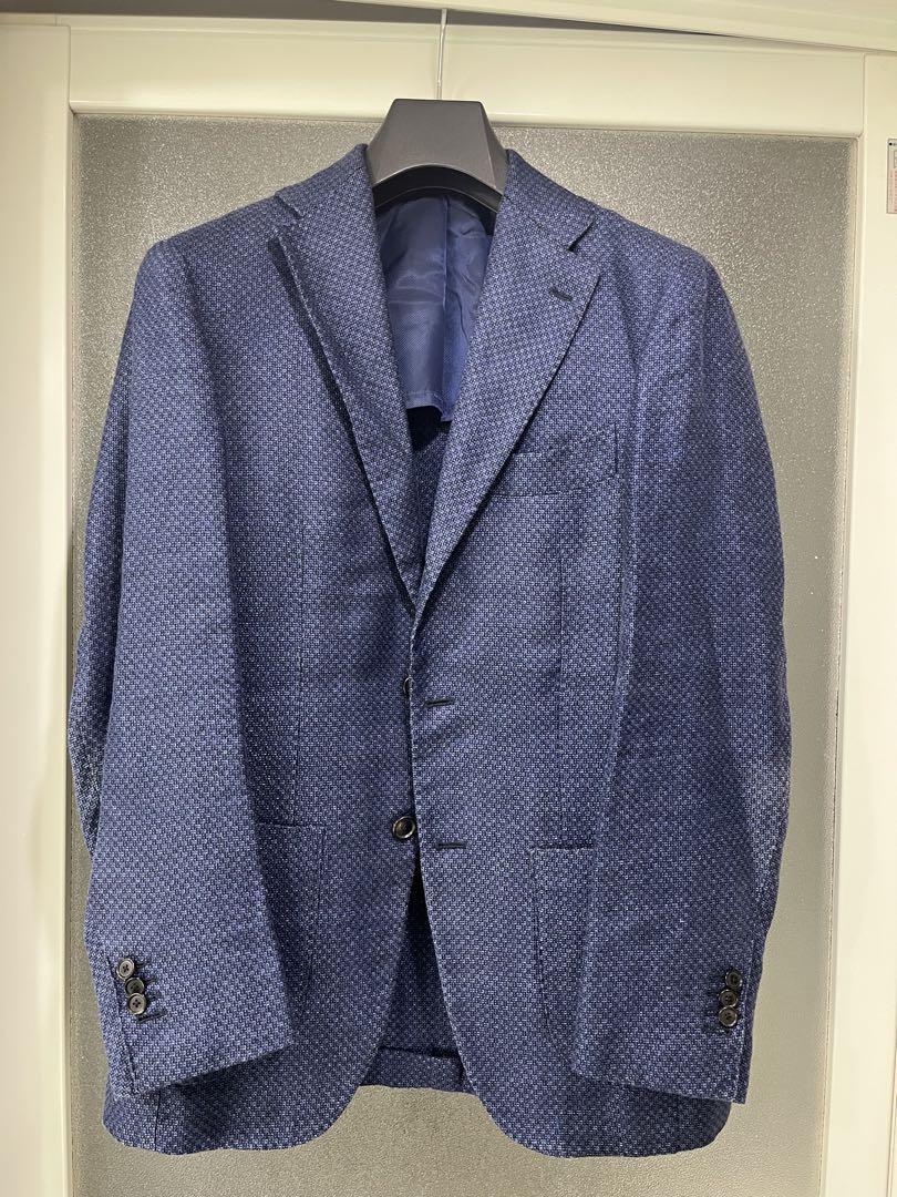 Navy Patterned Woven Business Jacket