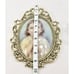 Vtg Victorian Brass Gold Tone Girl Praying Pictures Set Of 2 Bubble Glass 10