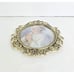 Vtg Victorian Brass Gold Tone Girl Praying Pictures Set Of 2 Bubble Glass 10