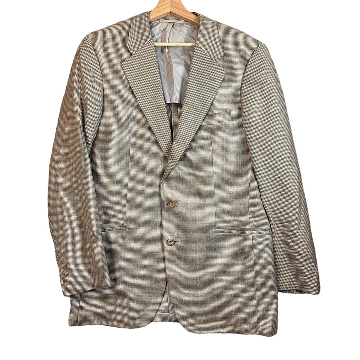 Hickey Freeman Woolf Brothers Wool Blazer Jacket SportCoat Tan Plaid 42L 42 Long