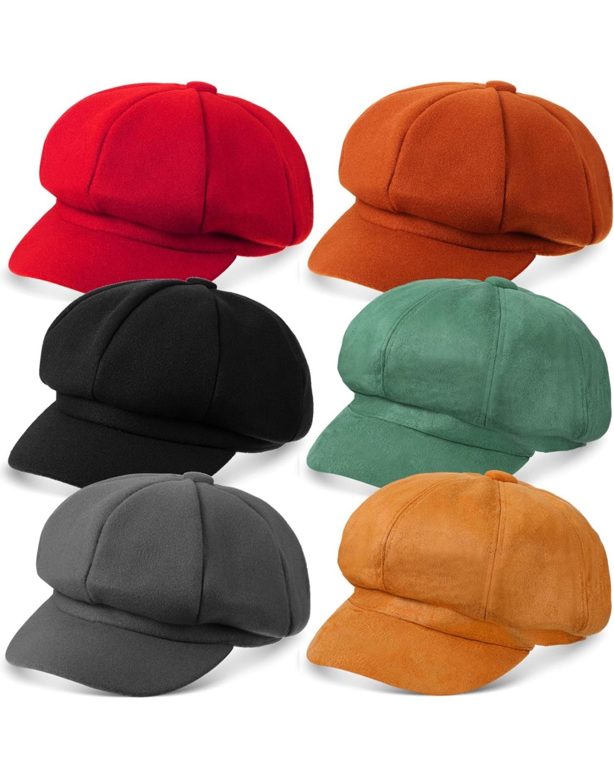 Warm 6 Pcs Newsboy Cap Warm Wool Visor Beret Hats Soft Vintage Baker Boy Hat