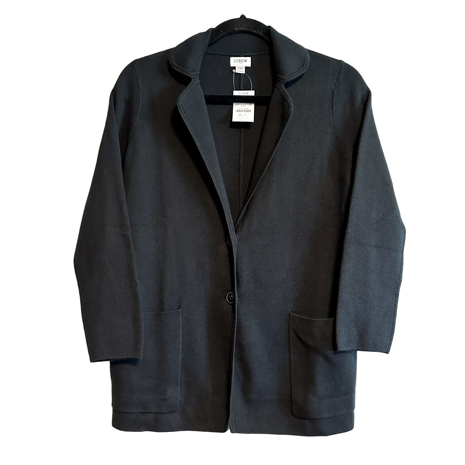 J. Crew Factory Two Button Black Classic Sweater Blazer NWT Size PXS