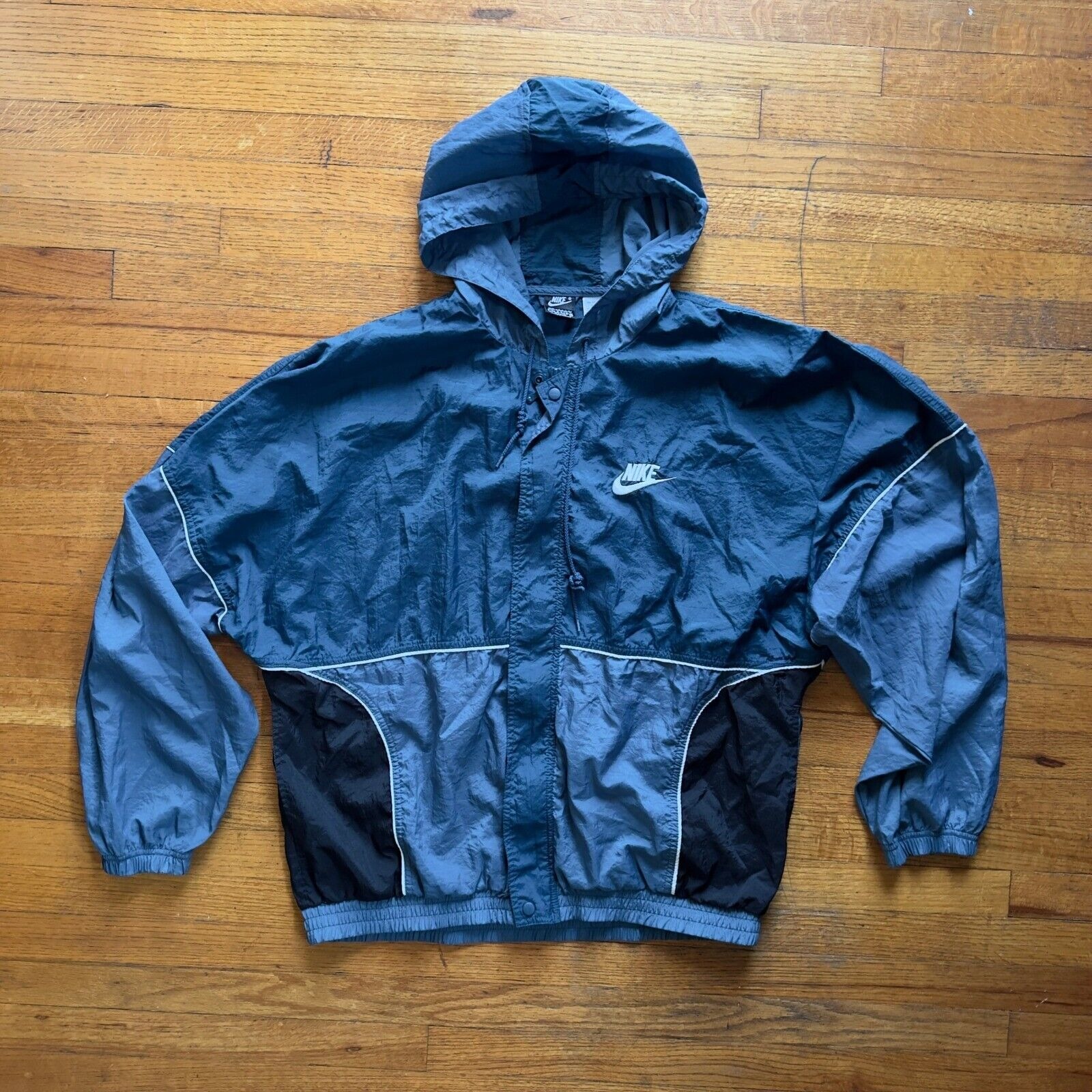 VTG Nike Made for CHAMPS Windbreaker Hooded Lightweight Sports Blue Mens Size L