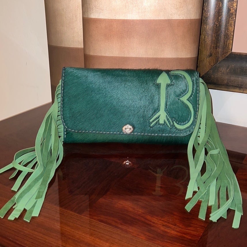 Lovleathers Handmade Cowhide Leather Western Clutch Handbag with Tassels **NEW**