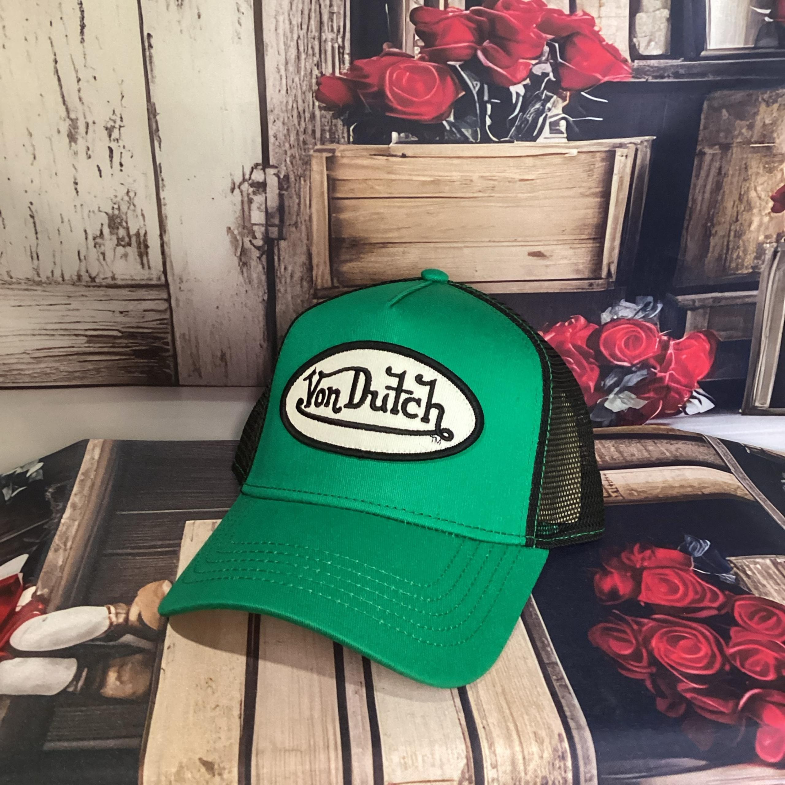 Von Dutch Classic Green and Black Embroidered Snapback Unisex Trucker Cap