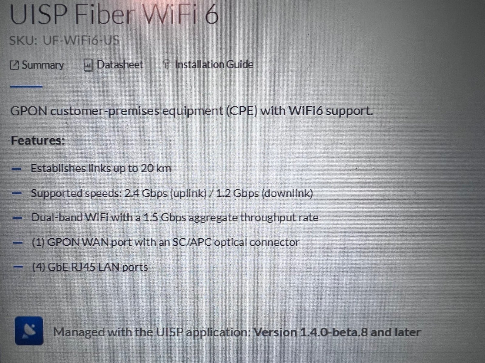 Ubiquiti UISP Fiber store WiFi 6