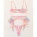 Tie Dye Star Ruffle Tie Dye Sexy Thongs & V-Strings Lingerie Set L1