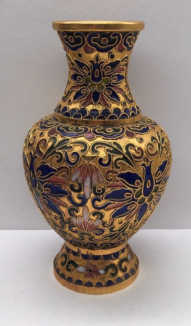 Vintage Gold Cloisonne Vase