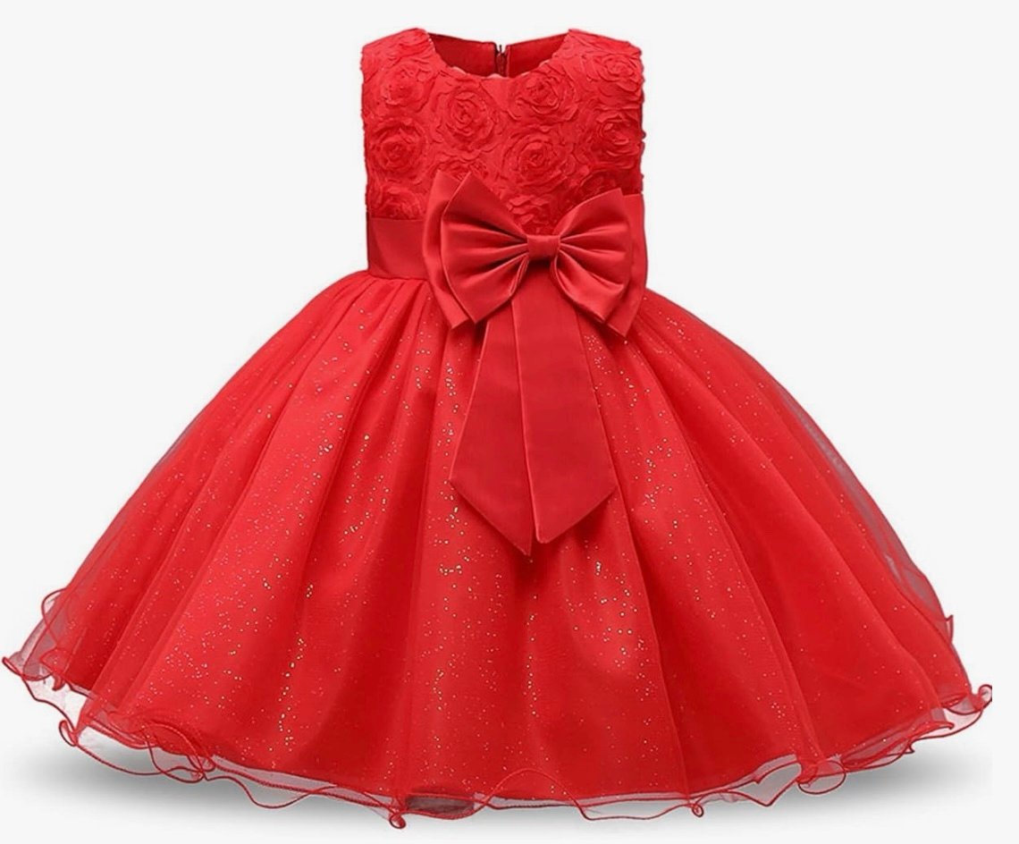 New! Festive Red Shimmering Tulle Princess Pageant Holiday Party Christmas Dress