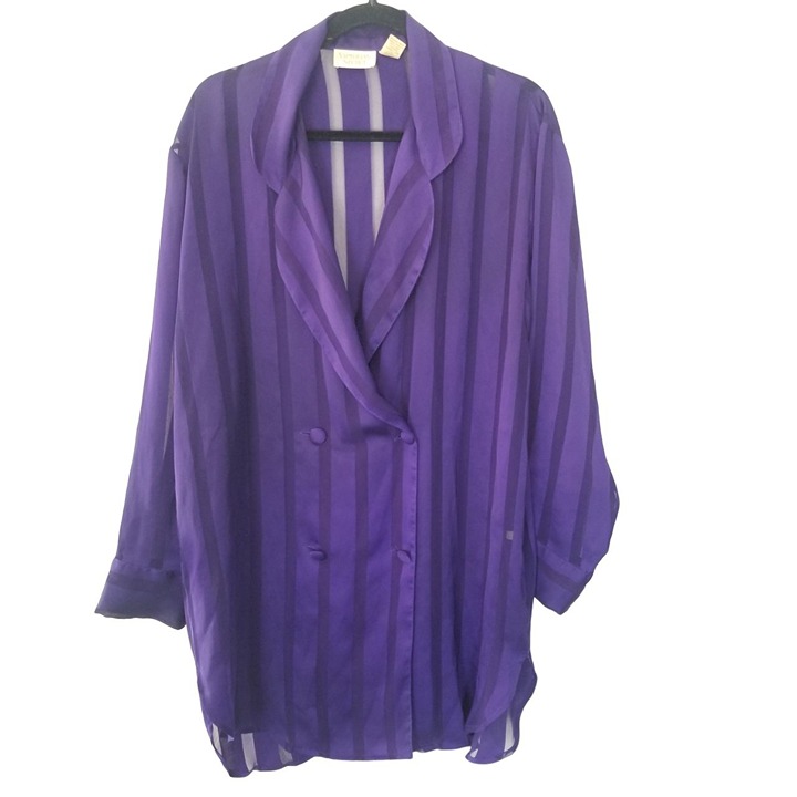 VTG Victoria's Secret Gold Label Womens M Purple Double Breasted Pajama Top