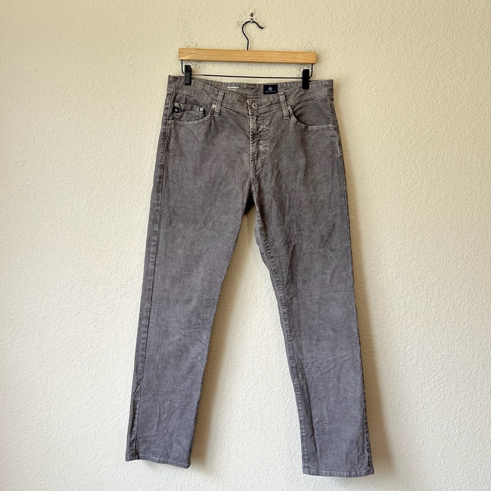 ADRIANO GOLDSCHMIED The Everett Pants Gray Corduroy Slim Straight
