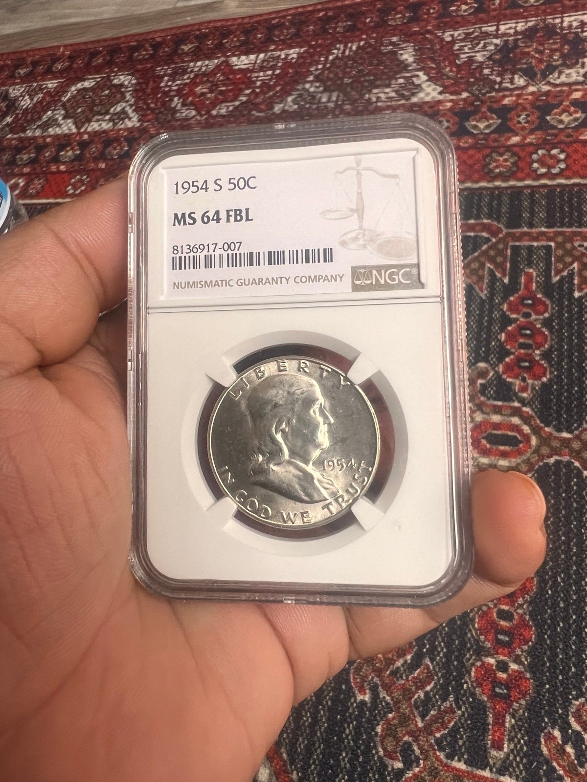 1954-S Franklin Half Dollar Full Bell Line MS64