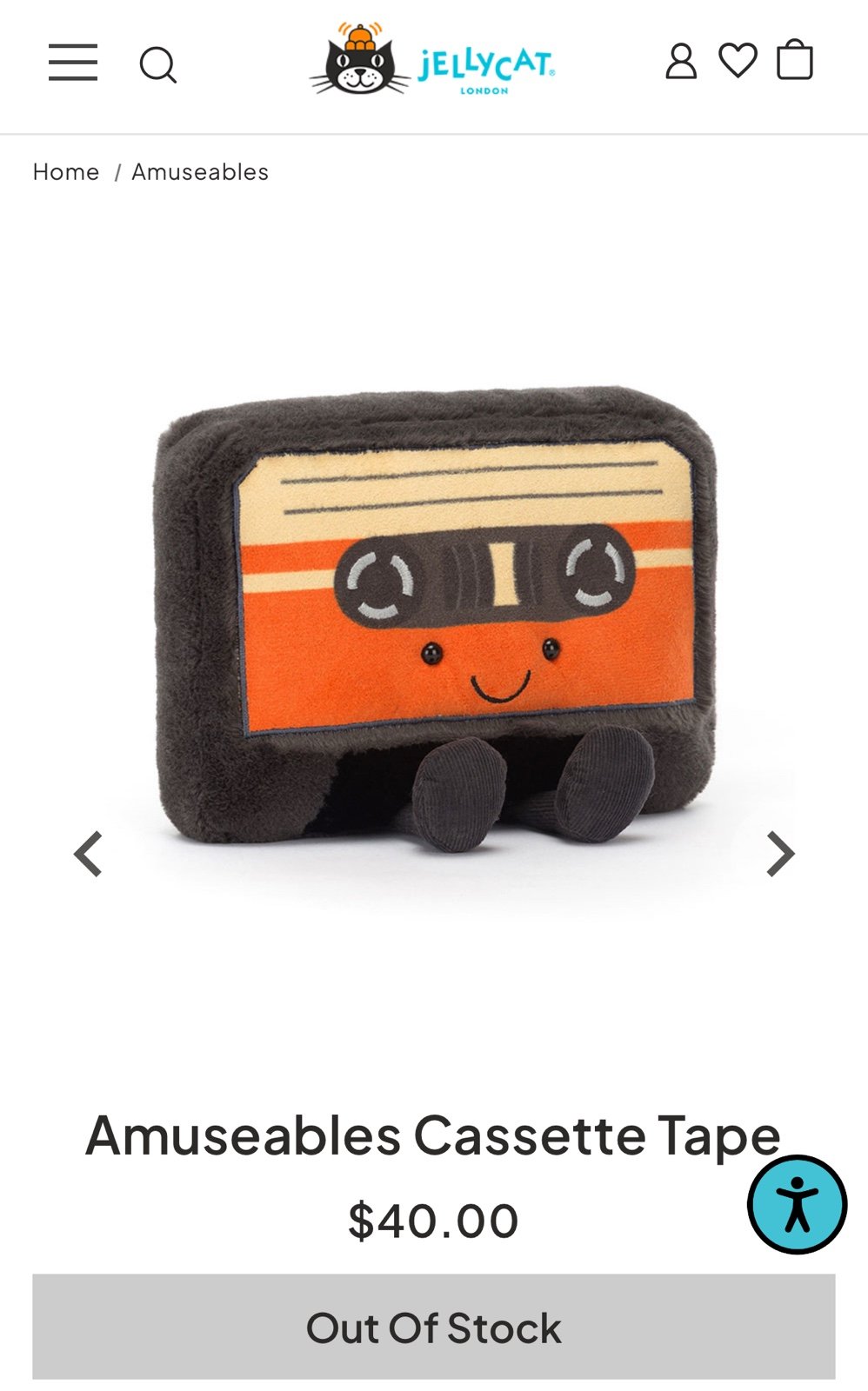 Jellycat Amuseables Cassette Tape