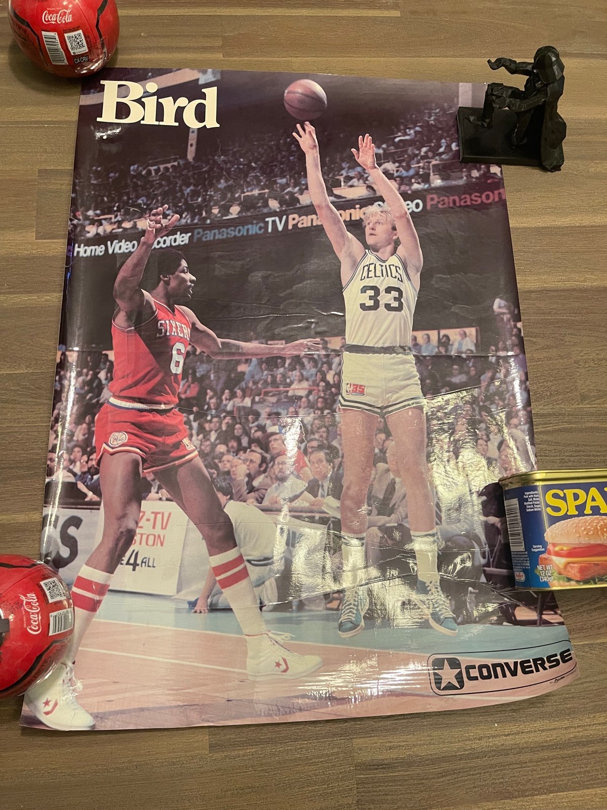 Vintage 1980s Larry Bird Boston Celtics NBA Poster Allied Company