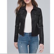Cropped Denim Jacket in Black Size 10