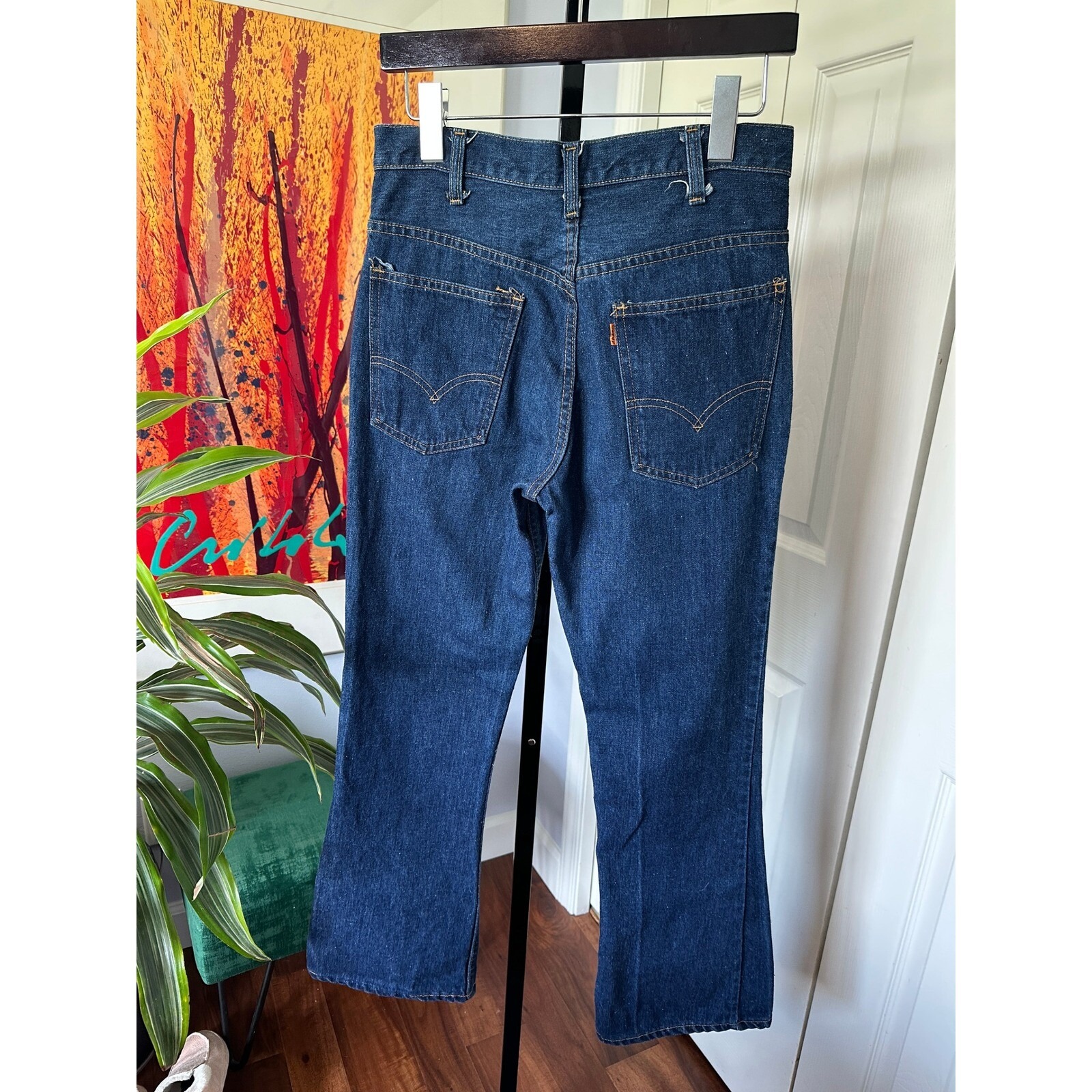Vintage Levi's 646 Big E Orange Tab Jeans 70s USA Made Talon 42 Zip 30x29