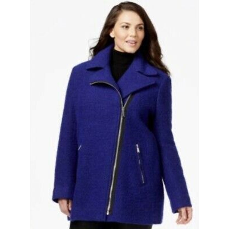NWT Calvin Klein Blue Asymmetric Zip Wool Jacket // S