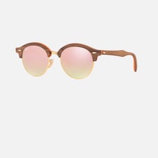 Ray-Ban CLUBROUND WOOD FRAME Matte Light Bronze LENSES Copper