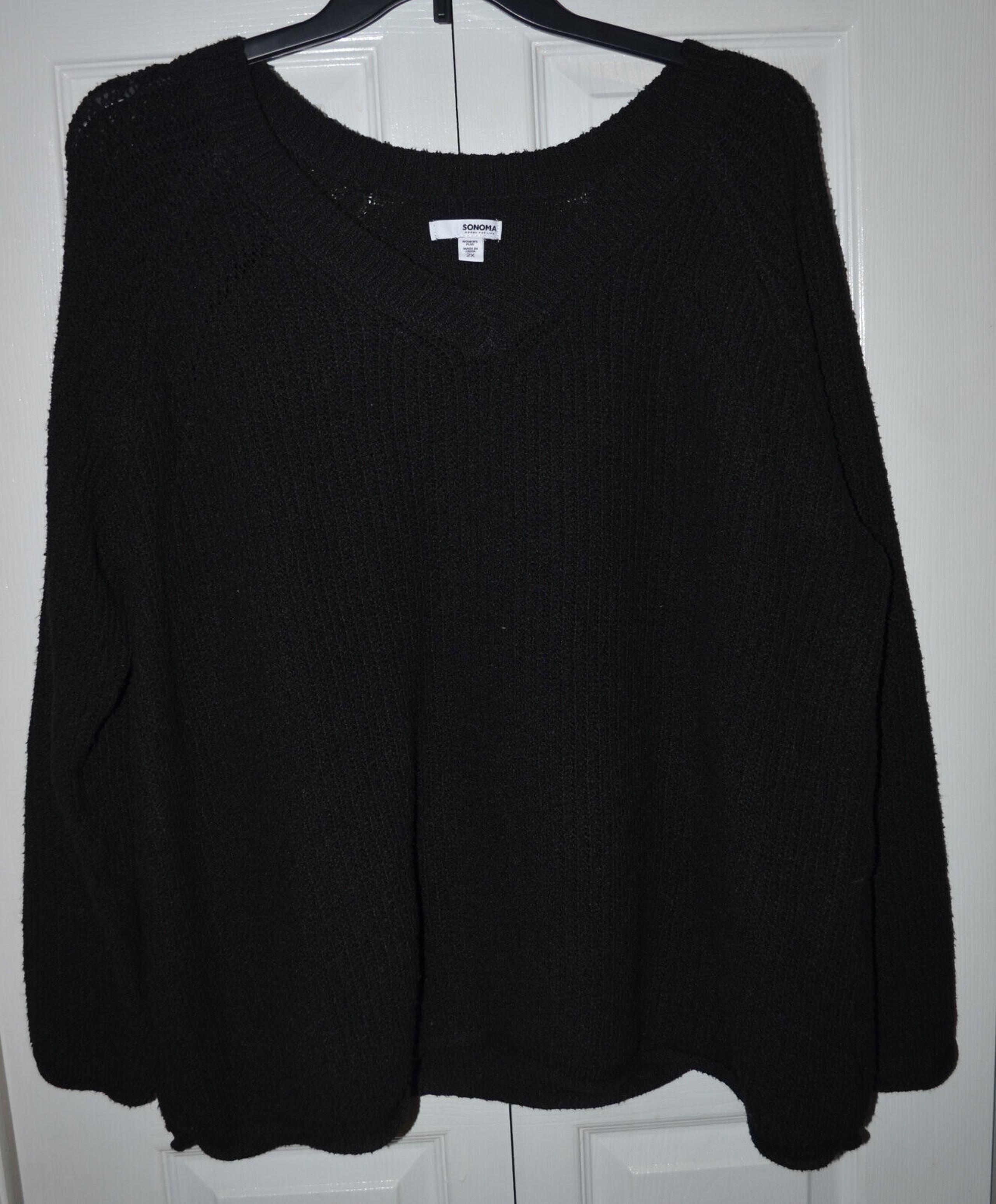 Sonoma Women’s Black V-Neck Long Sleeve Knit Sweater Size: 2X