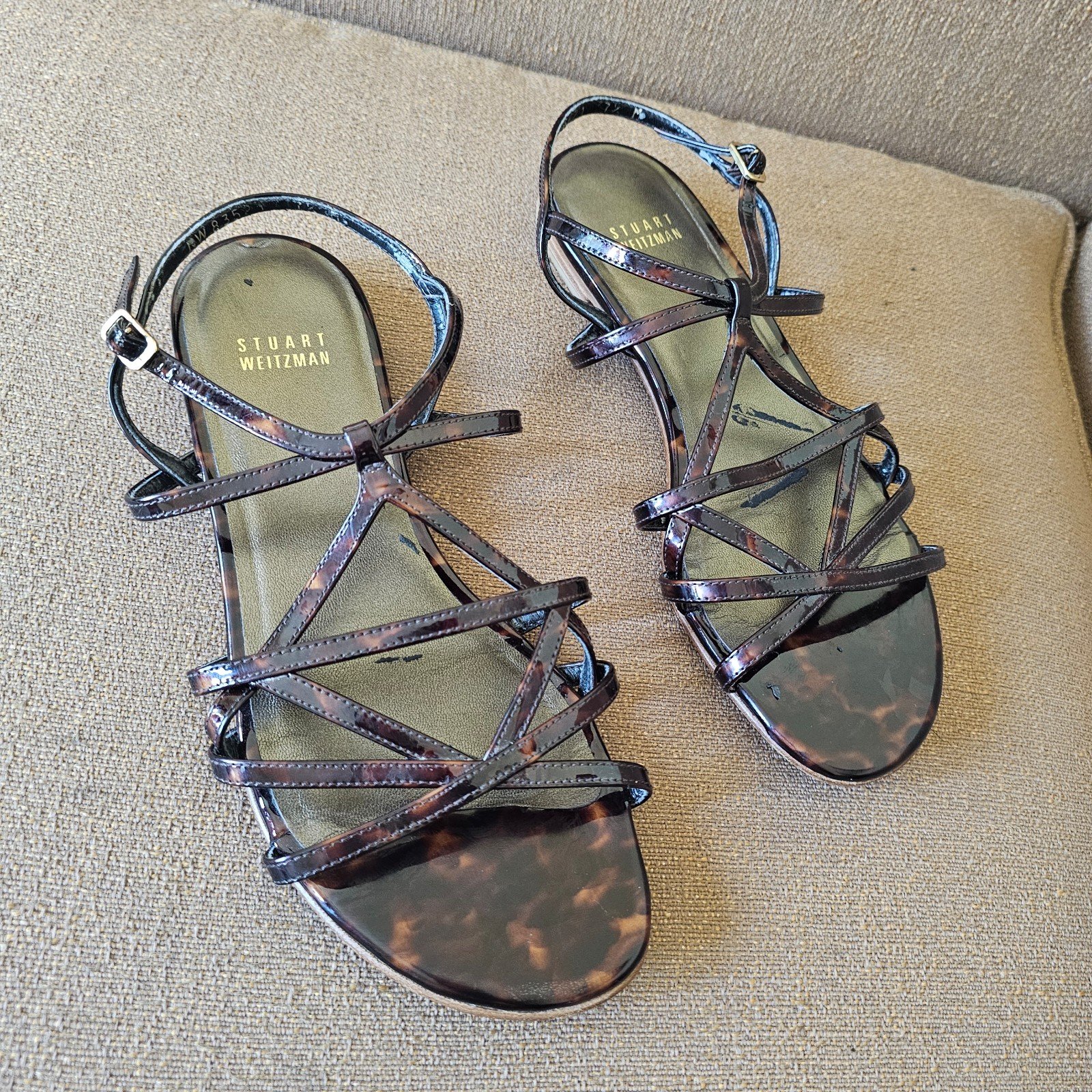 Stuart Weitzman Tortoise Strappy Sandals Size 7
