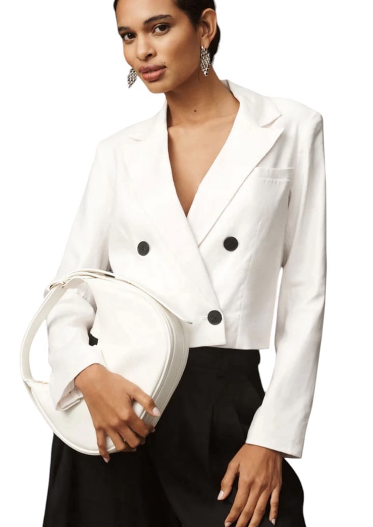 NWOT XS Maeve Linen Cropped Blazer by Anthropologie