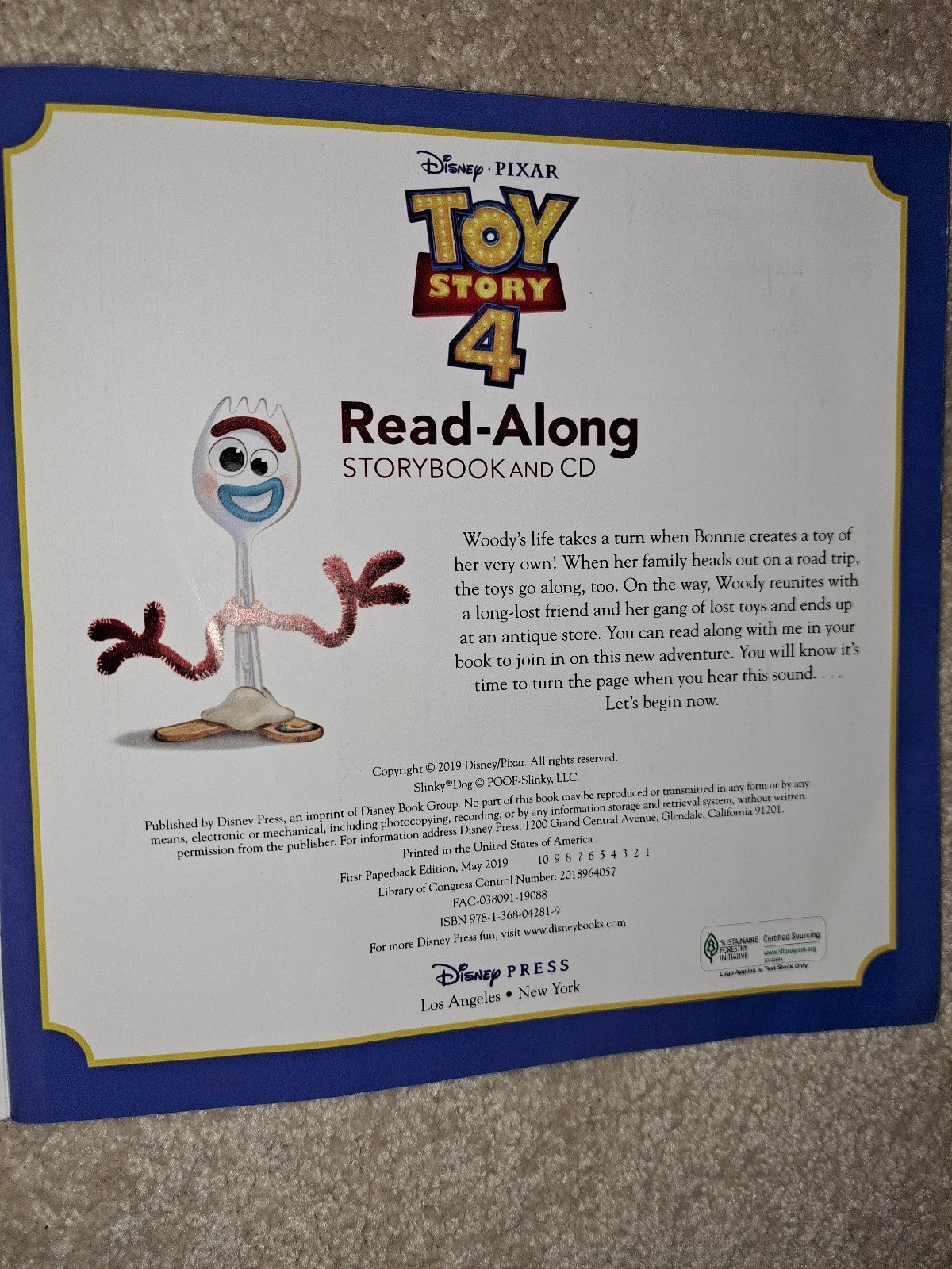 Disney Toy Story 4 Read Along With Cd (NEVER OPENED)!!!!