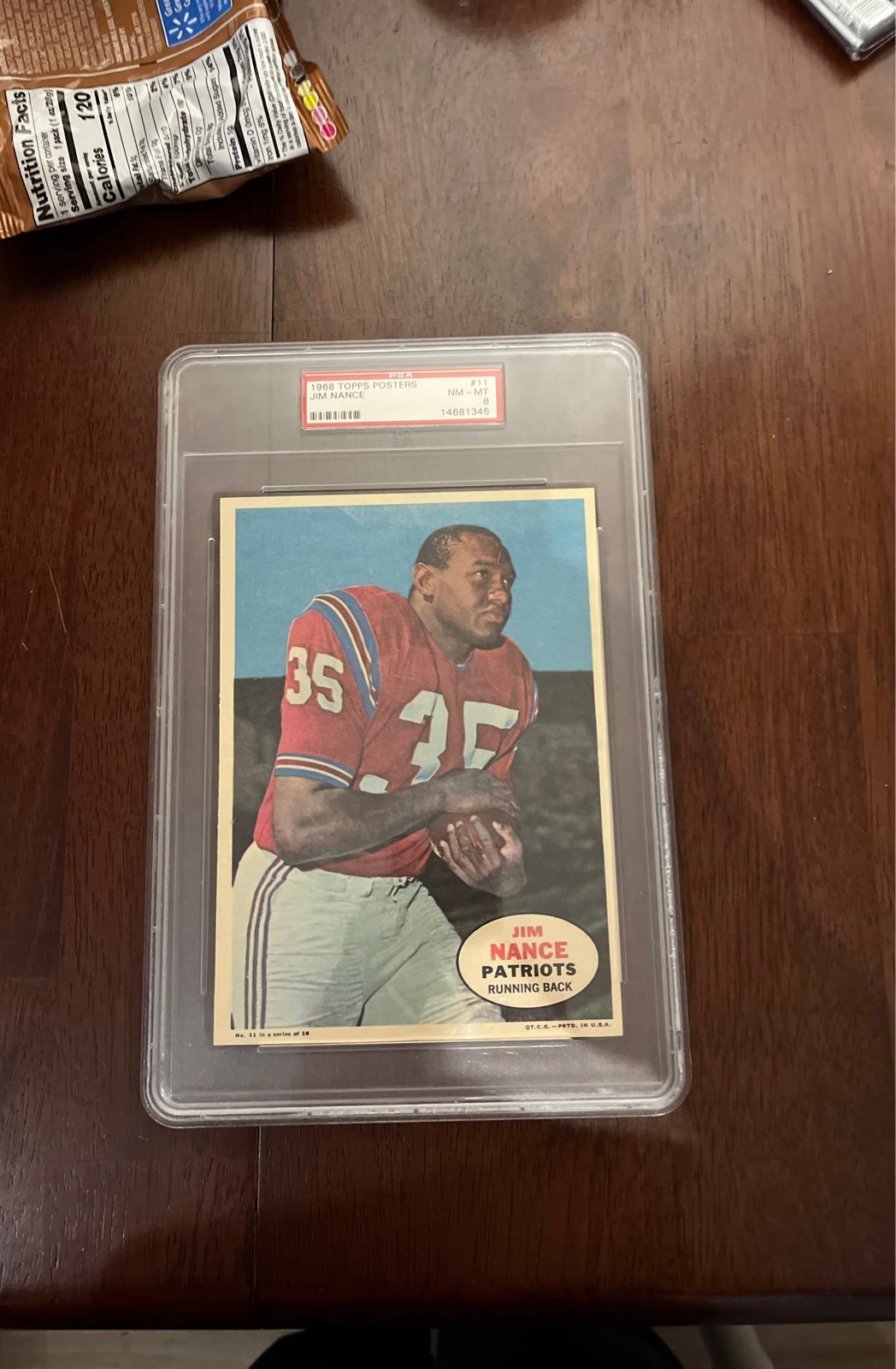 1968 Topps Posters Football #11 Jim Nance PSA 8