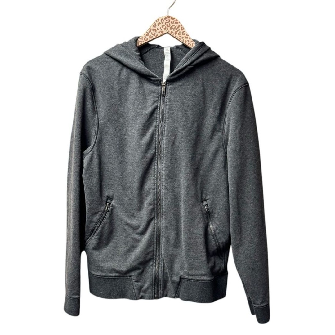 Lululemon Mens Cross Cut Hoodie Full Zip Sweatshirt Heathered Black Medium M
