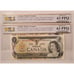 Canada Two (2) 1973 One Dollar Bank Notes Consecutive Ch Unc 63 PPQ PCGS