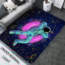 1PC Astronaut Flannel Luminous Carpet, Non-woven Back -ff8