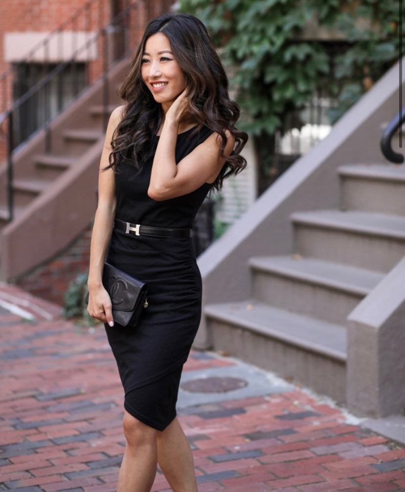 leith ruched body con dress