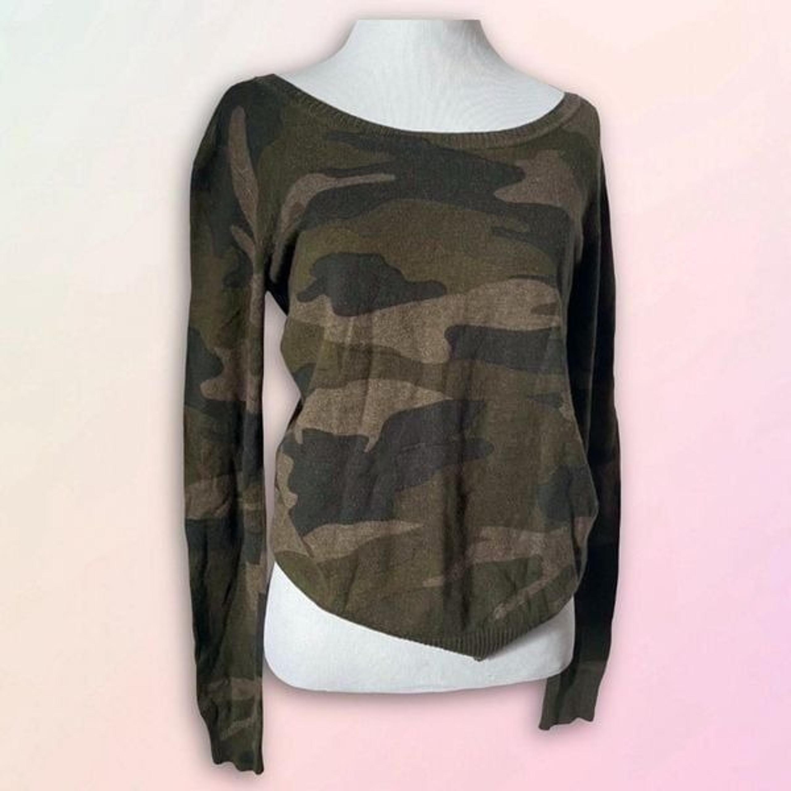 Garage, Army Green, Camouflage, Crew Neck, Knit Sweater
