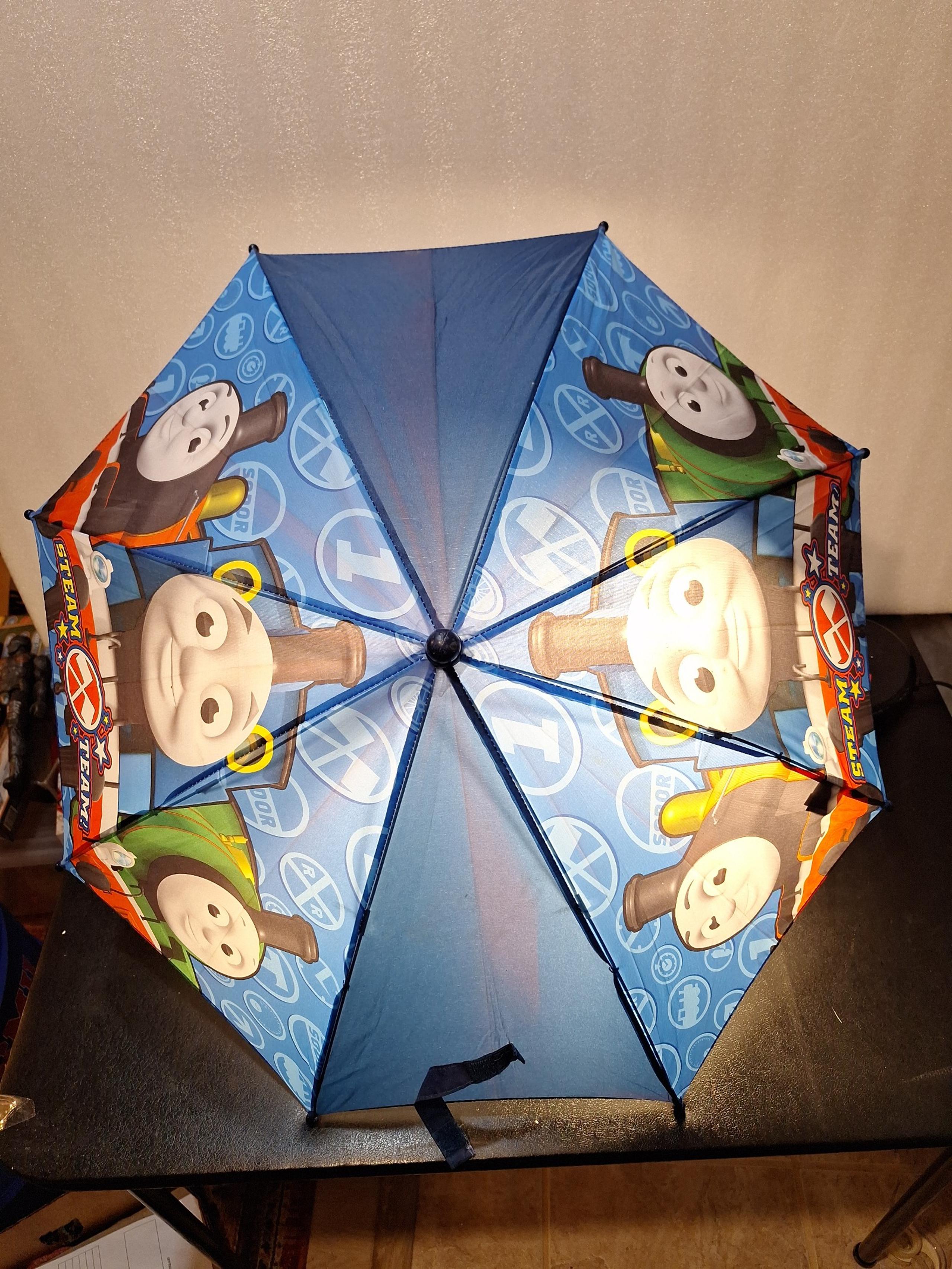 Kid's Unisex 27" Blue Thomas the Train Steam Team licensed Umbrella! Used.