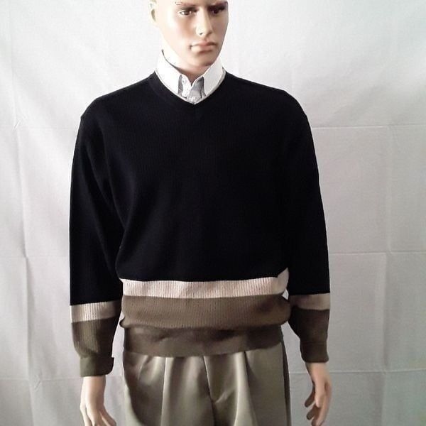 Wolsey Striped Knit Natural Sweater/Size L/England