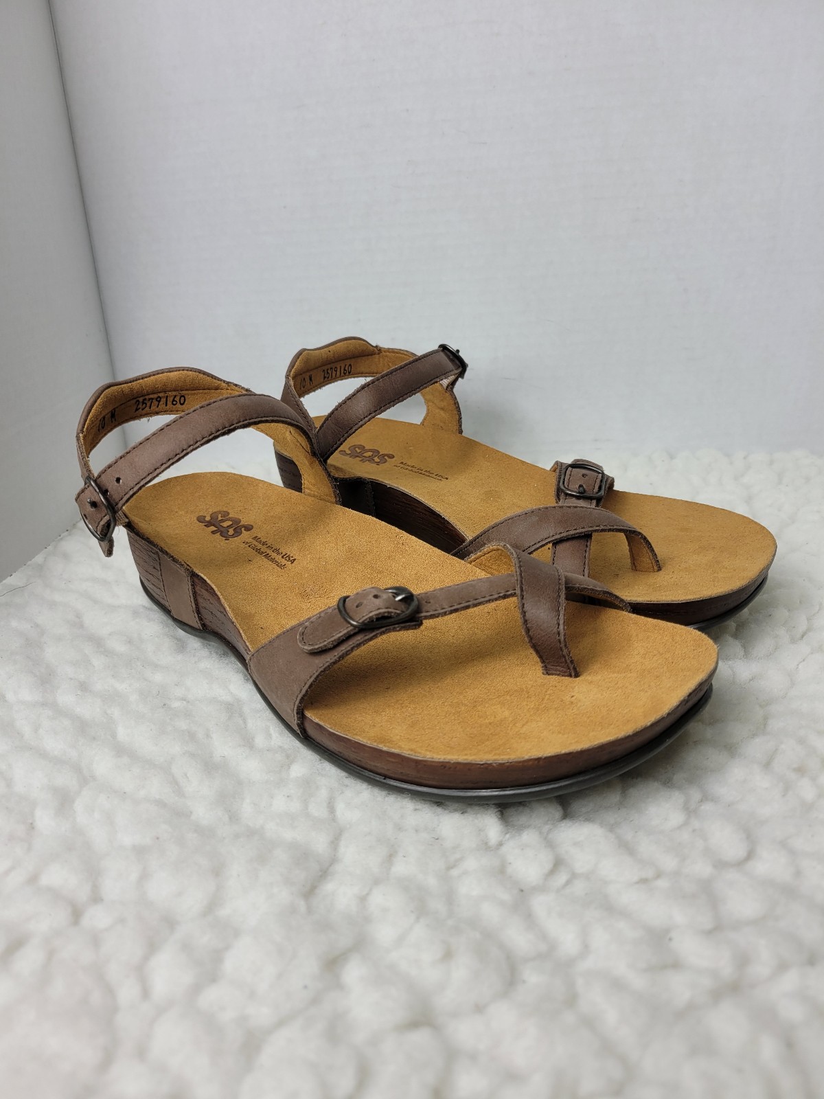 SAS Pampa Toe Loop Sandal Women's Size 10 M Brown Leather Comfort Buckle Strap