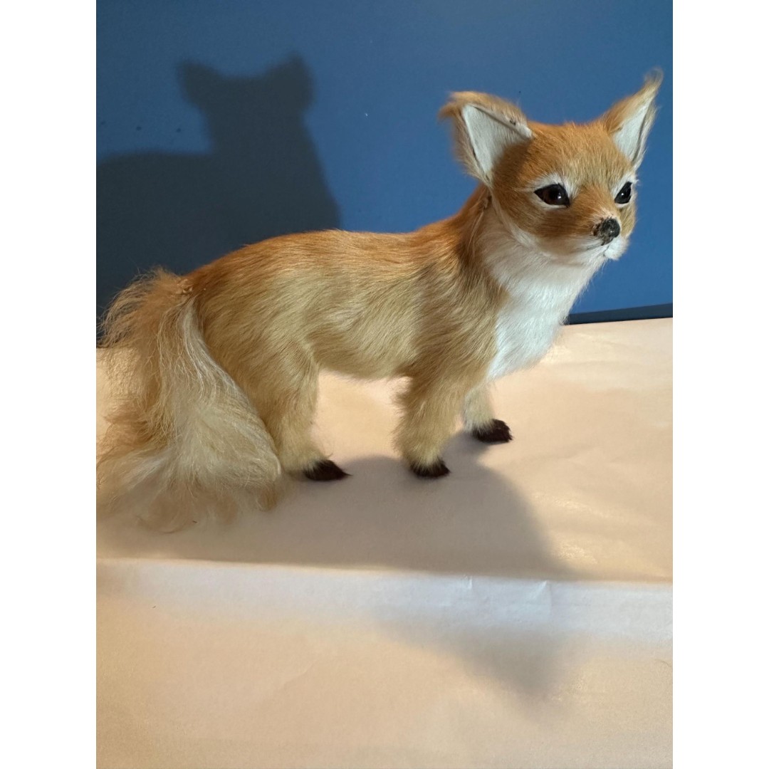 Hand made real fur fox figure felt realistic animal
